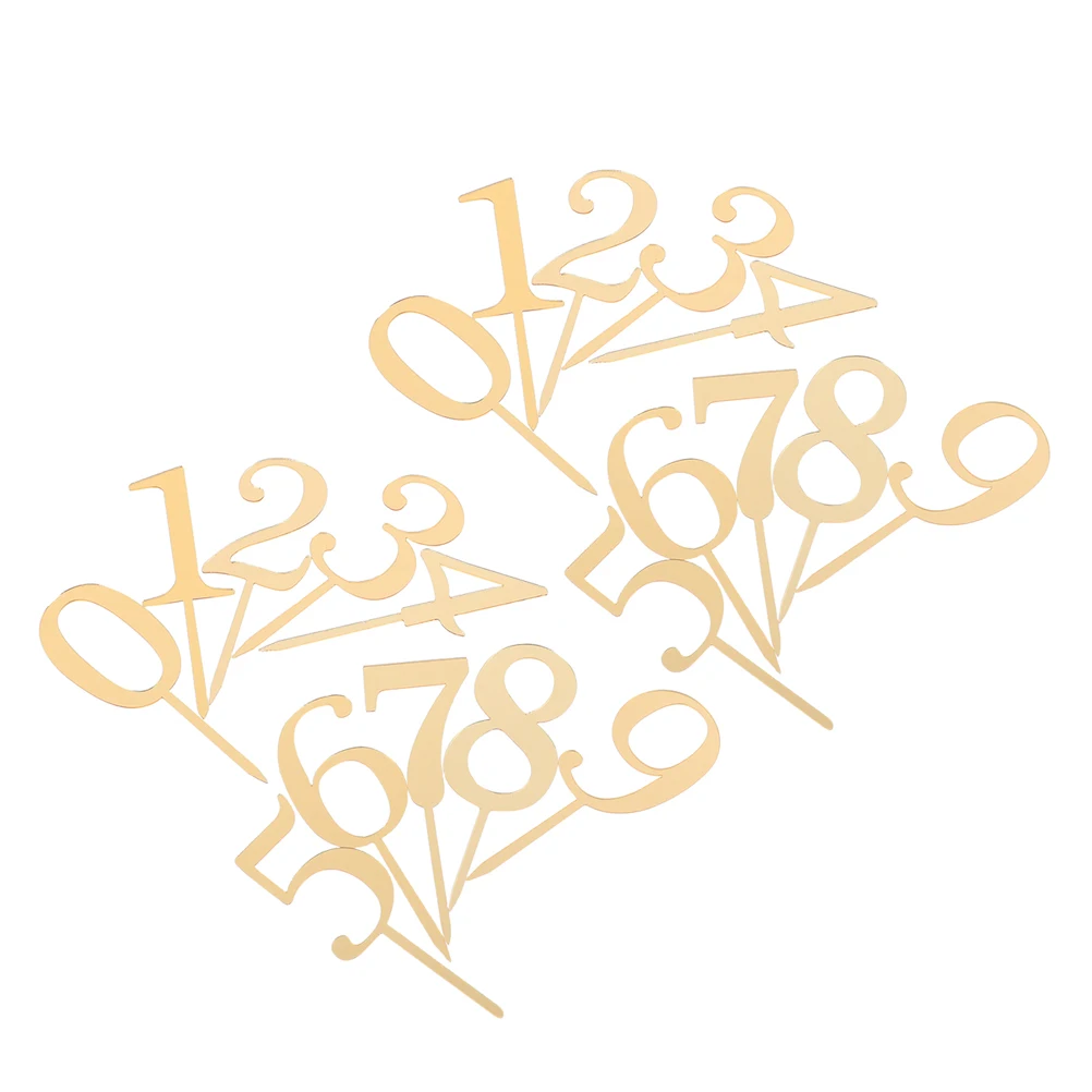 

20pcs Birthday Cake Decoration Numbers 0-9 Acrylic Gold Topper Bridal Shower Party Cupcake Decor Reusable Easy Clean