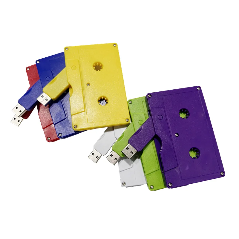 新しいカラフルなカセット型USB2.0メモリフラッシュドライブ 2GB 4GB 8GB 16GB 64GB 32GB