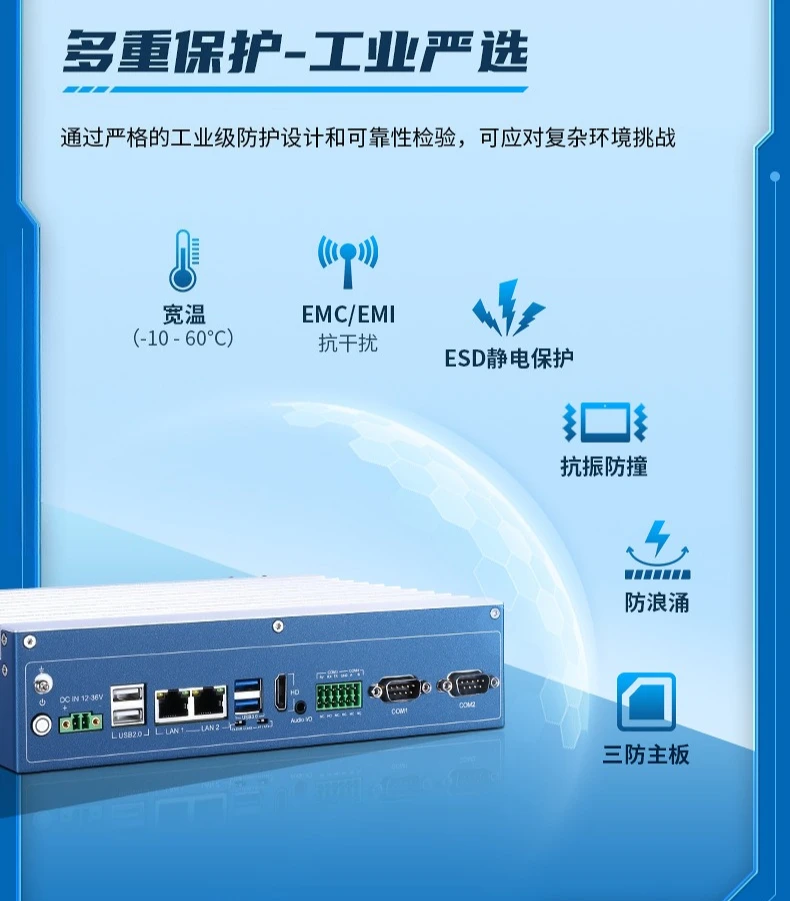 Industrial computer edge computer, multi-screen display network port industrial control computer, industrial control host
