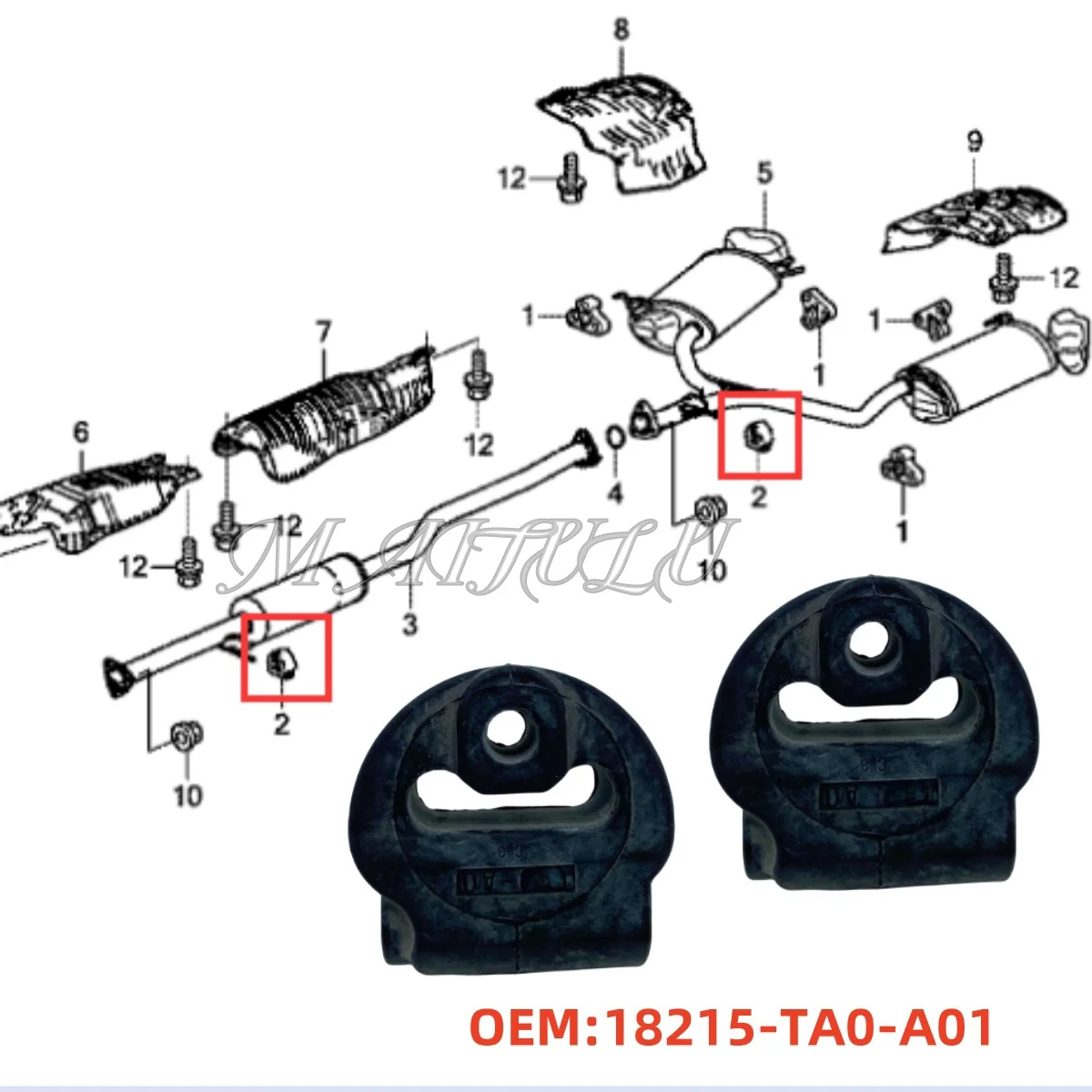 2PC 18215TA0A01 is suitable for 16-24 years Civic Accord 2018-2022 CR-V exhaust pipe hanging bracket