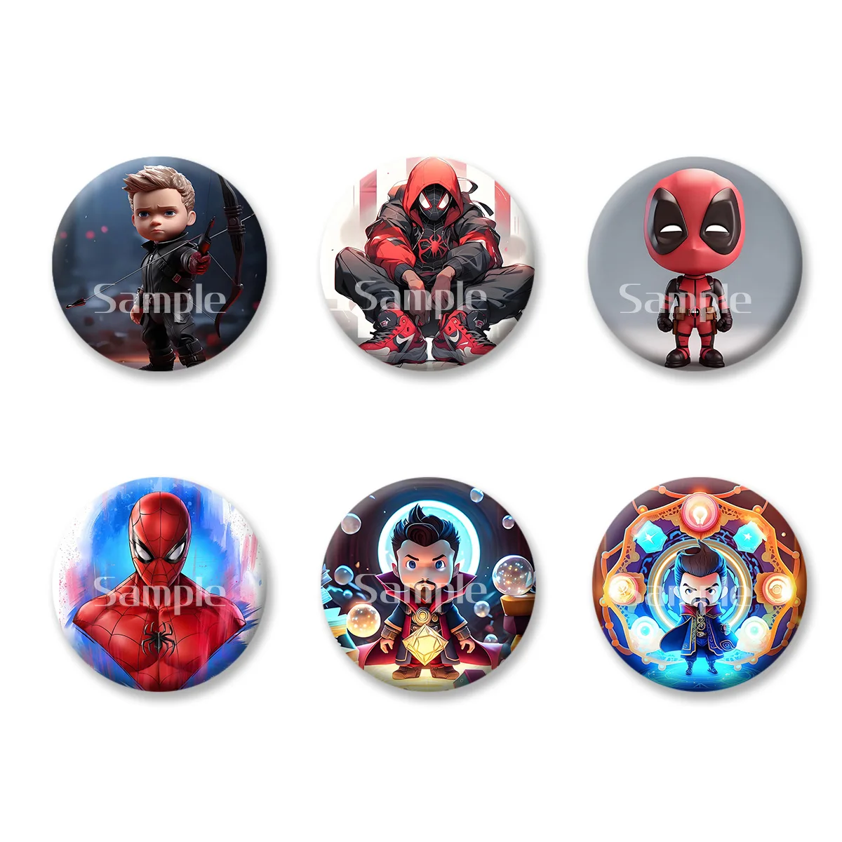Flash Badge Cards Marvel Superhero Anime Cartoon Souvenir Girl Keychains Convenient Makeup Mirror Fridge Magnet ACG Accessories