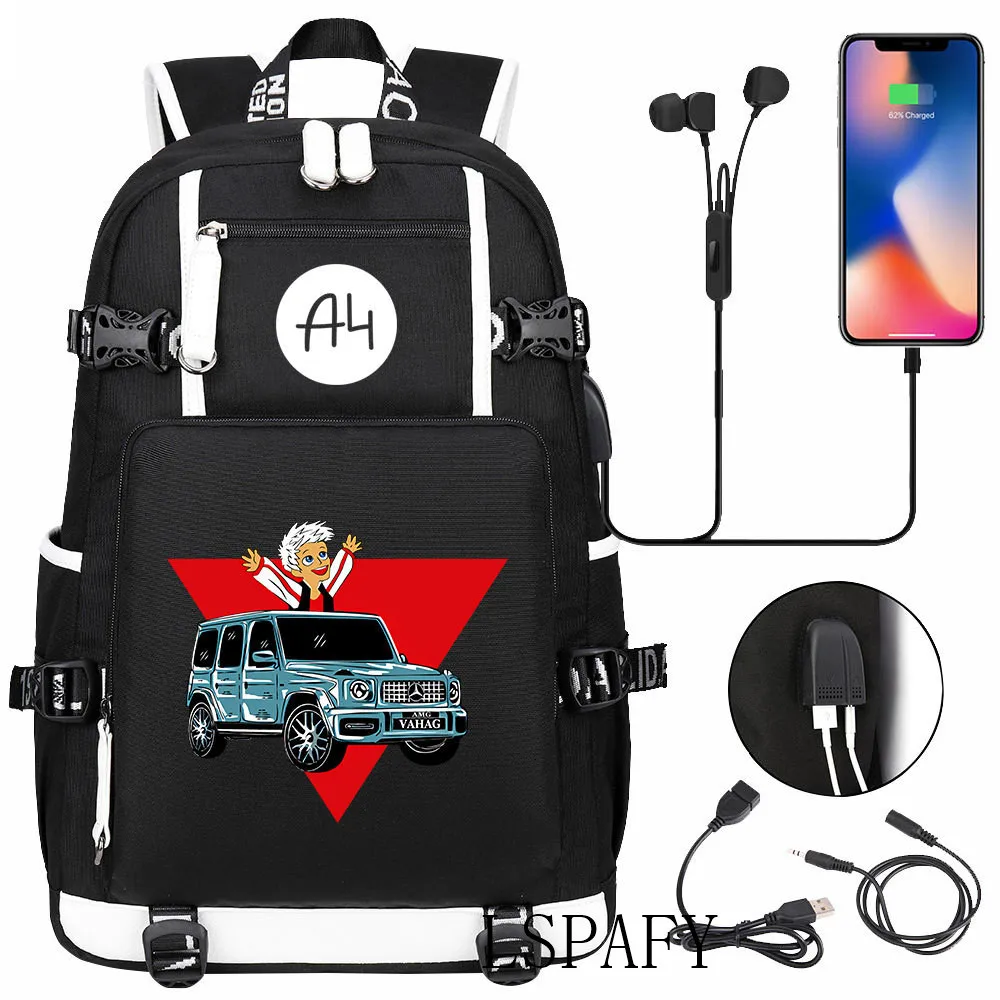 NEW а4 мерч рюкзак Boy Girl Backpack USB ВЛАД А4 Cartoon Children Bookbag Men Teenagers Fashion Traveling Backpack