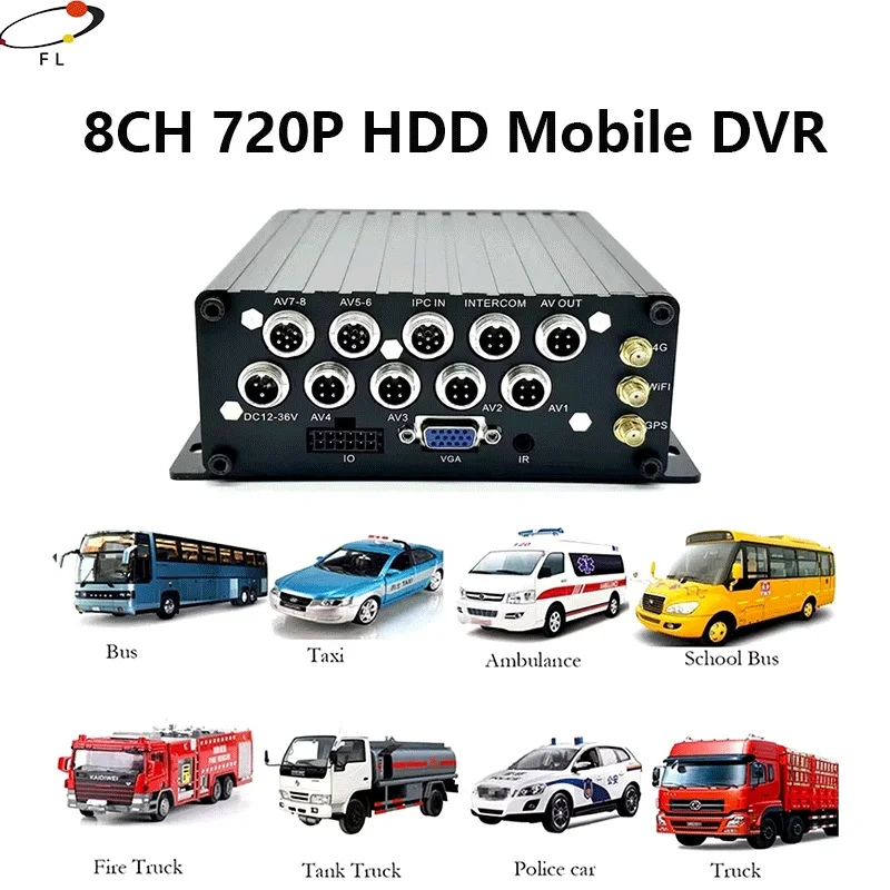 FL&OEM 8 CH MDVR 4G H.265 AHD Vehicle MDVR Factory GPS WIFI view GPS track Video Monitor Taxi Truck School Bus Car DVR