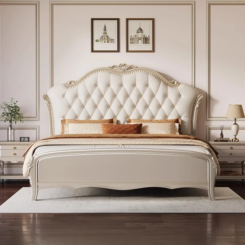 

Luxurious Corium Bed Europeanism Modern Sleeping Design Bed Wooden French Style Cama Matrimonio Multifuncional Home Furniture