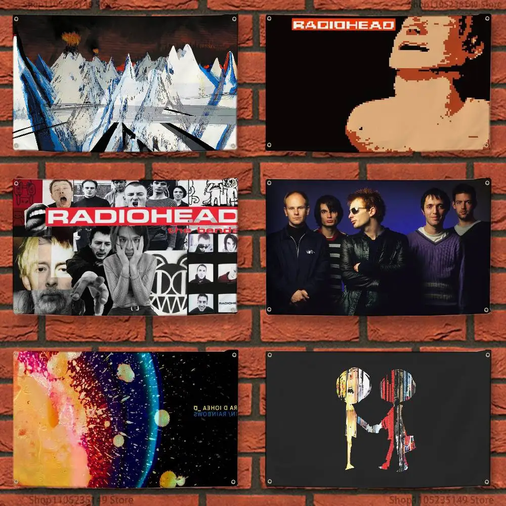 R-Radioheads Music  Flag Tapestry Wall Hanging Bed Room Bar Modern Banner Aesthetic Room Decor