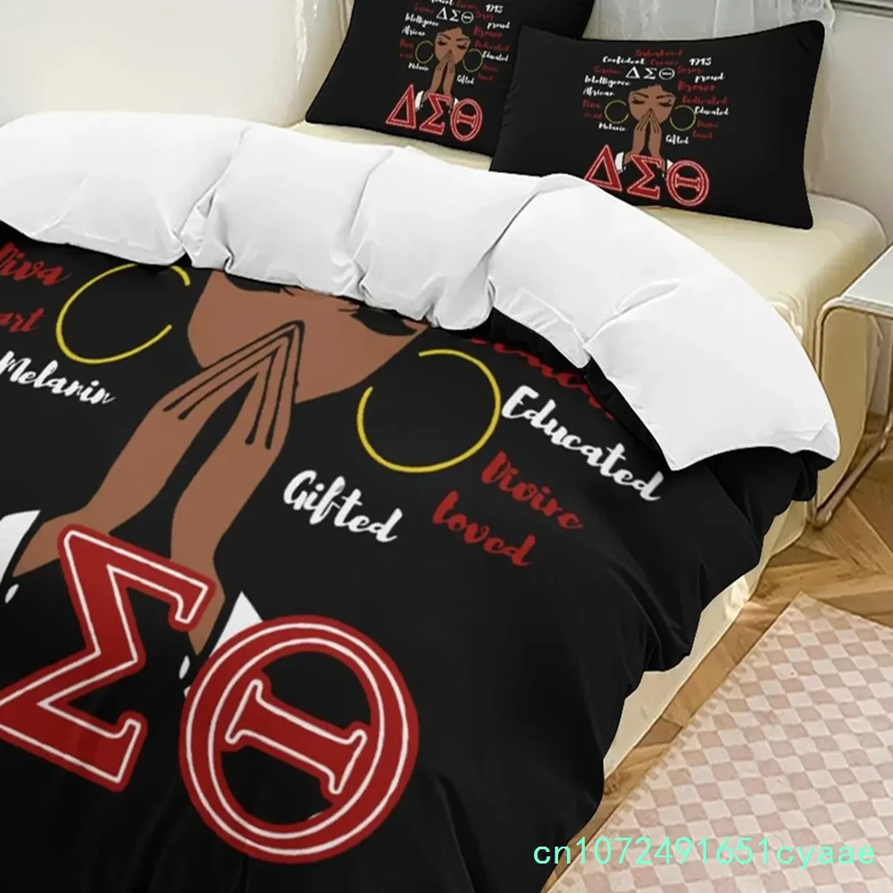 Delta Sorority Sigma Theta DST Bedding Set Boys Girls Twin Queen Size Duvet Cover Pillowcase Bed Kids Adult Home Textileextile