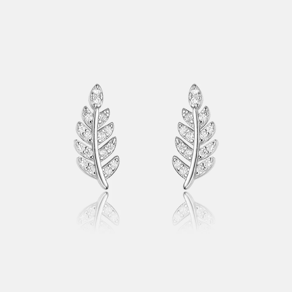 

VEWANT New 925 Sterling Silver Leafs Stud Earring CZ Luxury Fine Jewelry Piercing Pendientes Luxruy Rock Punk Jewels