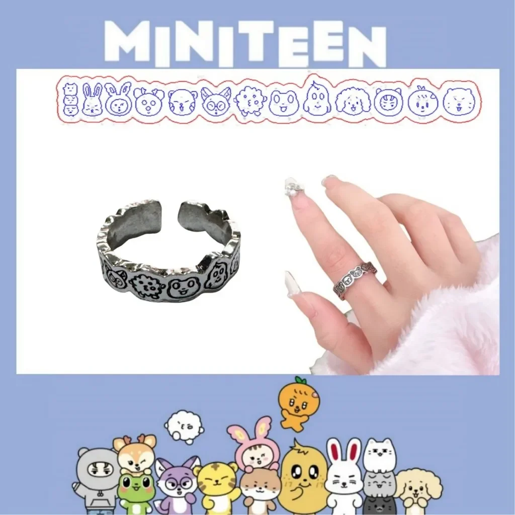 Kpop Idol JEONGHAN WONWOO Rings Miniteen Cute Cartoon Face Pattern Ring