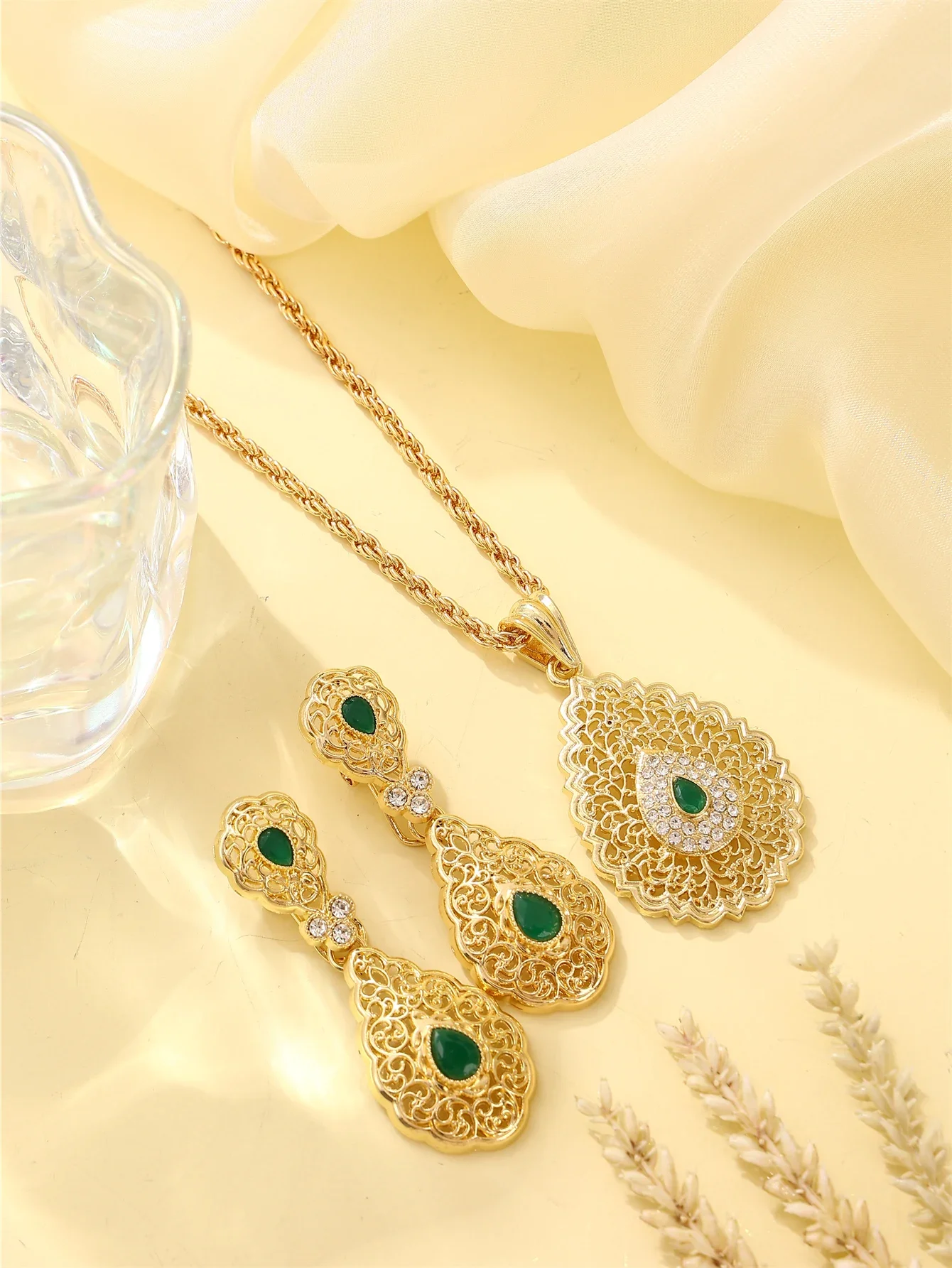 Moroccan Women's Fashion Jewelry Set (Earrings & Choker) - Bohemian Style Bridal Wedding Accessories & Holiday Gift