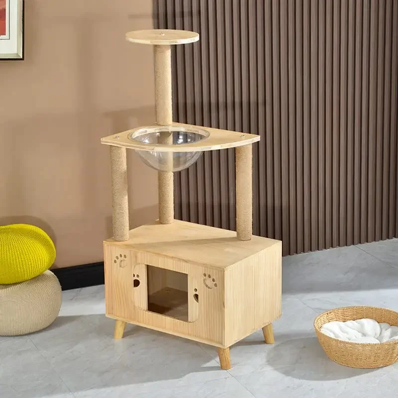 Wood  House Bedside Table  Cabinet Villa Multi-Layer Indoor Pet House Furniture for Cats And Dogs