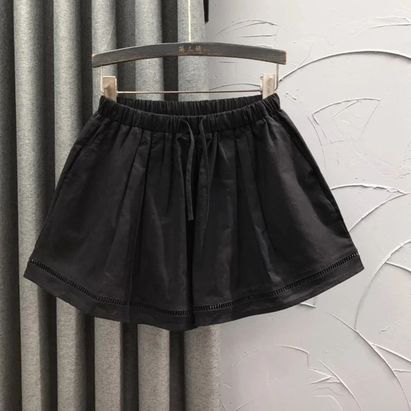 한국 여성 스타일 밴딩 반바지 여름 패션 A라인 와이드 레그 반바지 캐주얼 만능 여성 반바지