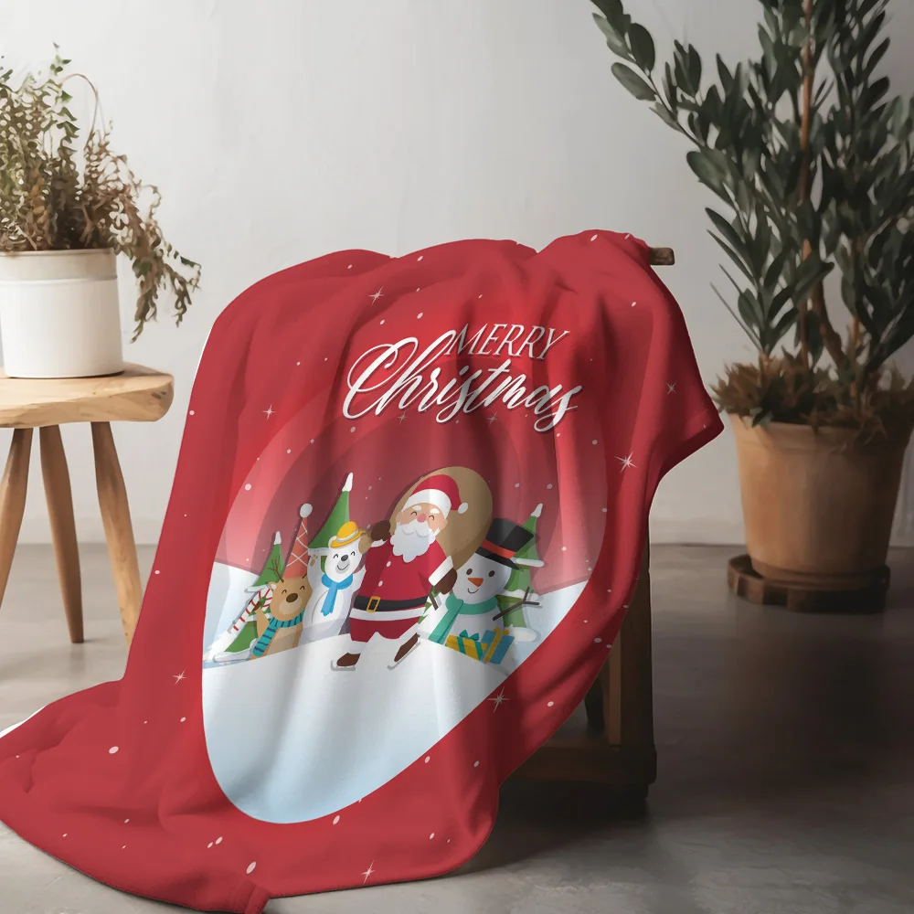 TU Christmas Throw Blanket Cozy Flannel Fleece Winter Warm Holiday Decor Festive Home Gift Reindeer Santa Claus Pattern