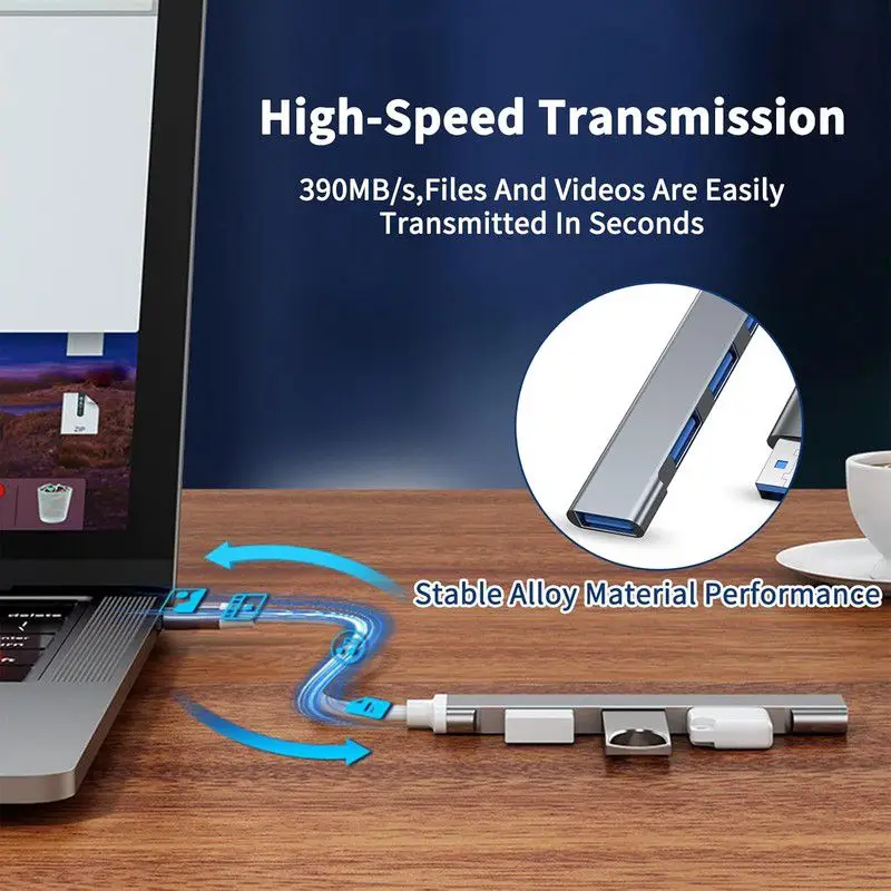 USB C Hub USB Hub 3.0 Type C Docking Station Aluminum 4-in-1 USB Expander, with 3 USB Ports and 1 USB C Port USB Distributor