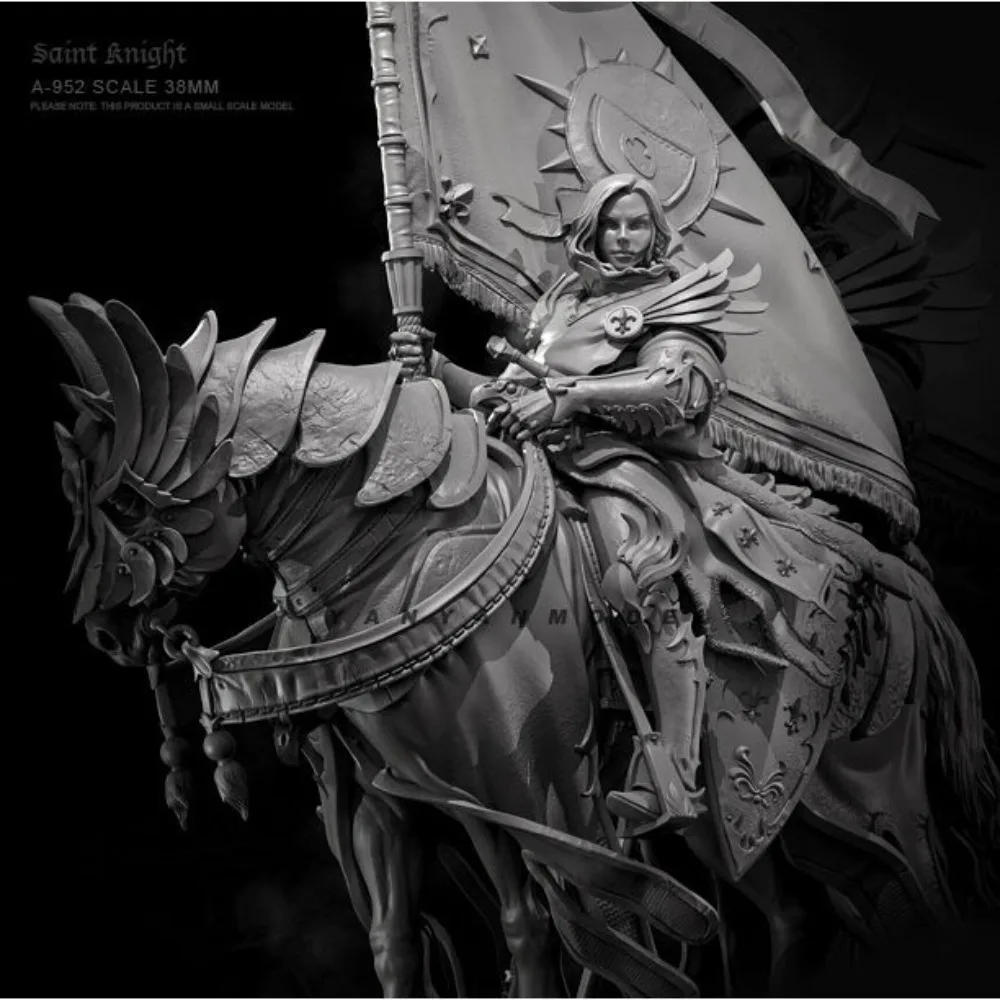 38mm Galahad Knight Galahad Resin Figurines of Soldiers 3D Printed White Models DIY Figurines Decoration Crafts