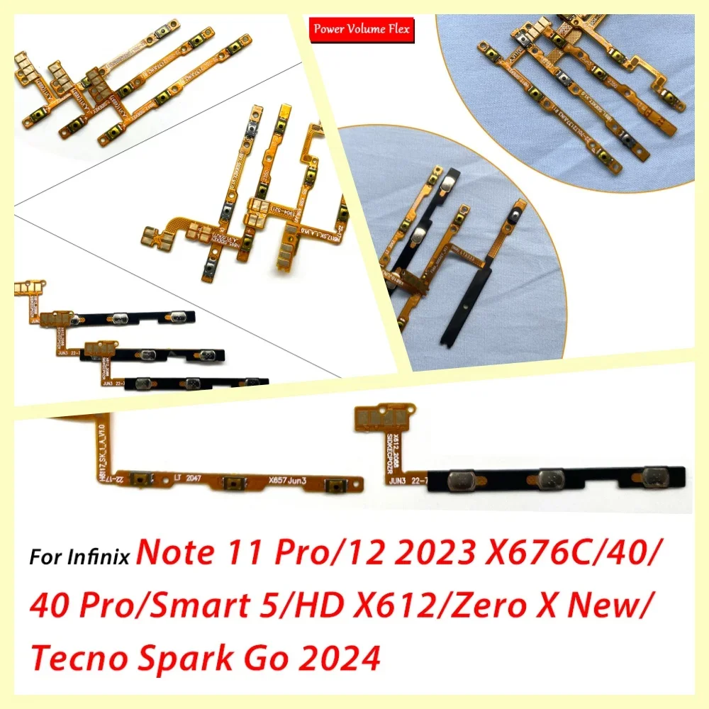 10 قطعة زر الصوت مفتاح الطاقة على زر إيقاف الكابلات المرنة ل انفينيكس نوت 11 برو 12 2023 X676C 40 40 برو الذكية 5 HD X612 #2