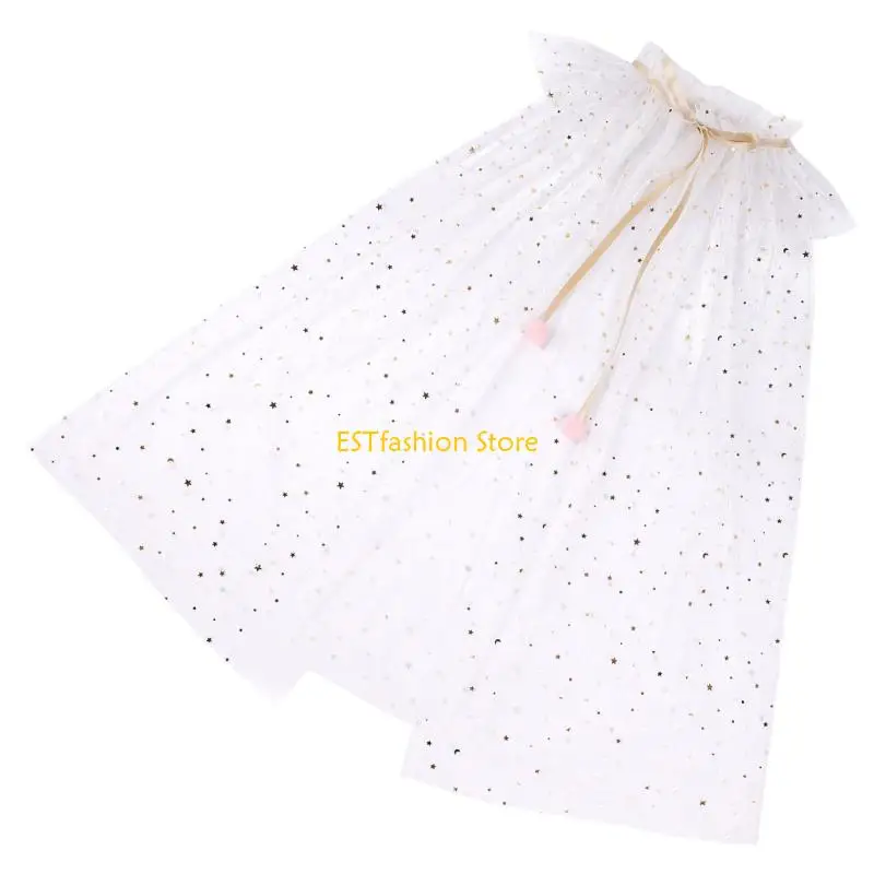 Y5GC Princess Dressing Up Accessory Sequins Tulle Princess Cloak Princess for Halloween Princess Costumes Birthday