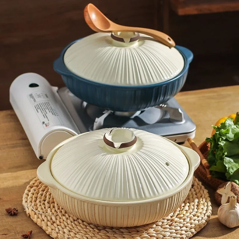 

Kawashimaya Japanese-Style Sand Pot: Solid Color Ceramic Soup Pot, High-Temperature Resistance, Stew Pot for Gas Stove