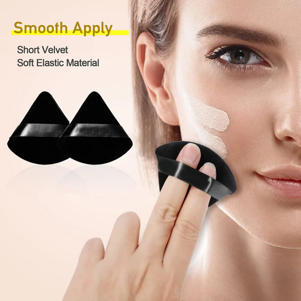 Esponja triangular para maquillaje facial, esponja de terciopelo suave para mezclar cosméticos, base de belleza, accesorios de maquillaje, 2/6 piezas