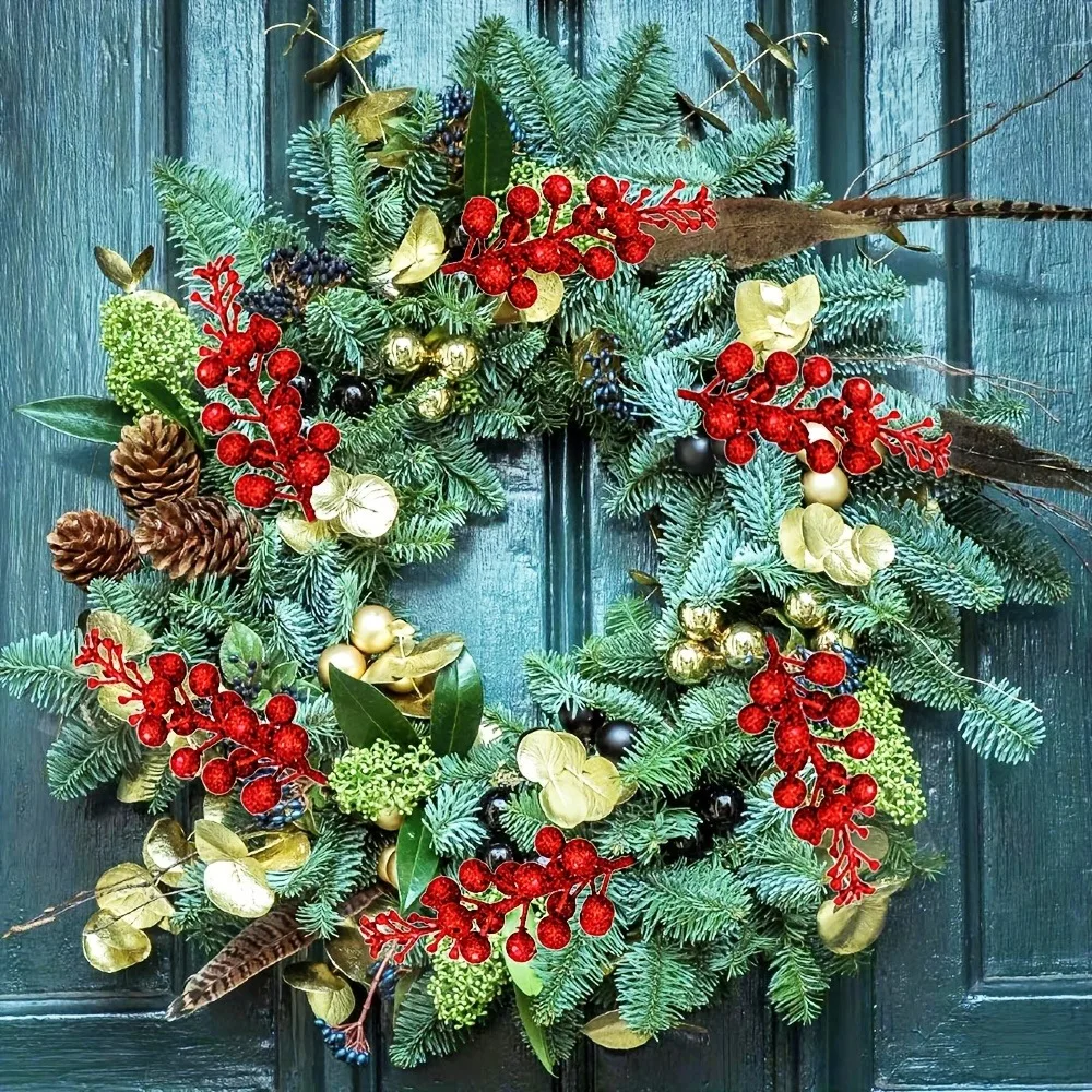 10 قطعة زينة عيد الميلاد باقة التوت الاصطناعي الحلي للمنزل ديكور السنة الجديدة هدايا نافيداد 2025 لوازم الحفلات جارلاند