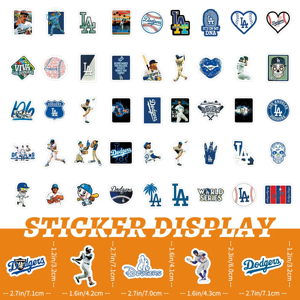 10/30/50/100PCS Dodgers Stickers baseball Cartoon Sticker Sports Graffiti Decals DIY Luggage Laptop Phone Guitar Car Bike Toy