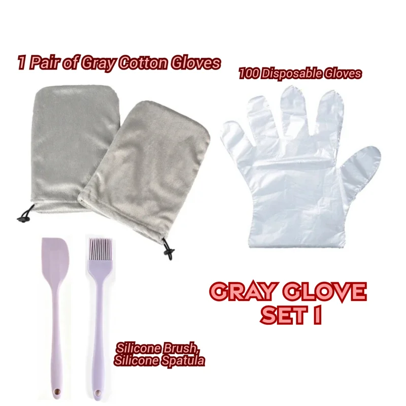 Herbruikbare Pluche Paraffine Wax Badhandschoenen & -laarzen Set, Hand- en Voetwarmers met Siliconen Gereedschap voor Thuis Spa Huidverzorging, Roze/Grijs