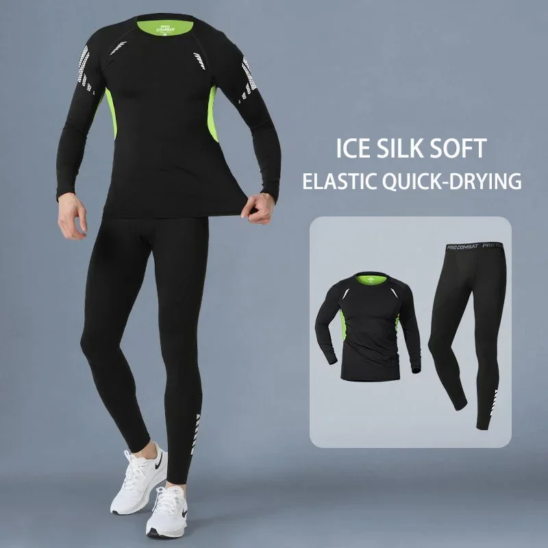

Men's sports suit, full sport compression suit, quick drying sportswear, training gym running, elastic and comfortable fit