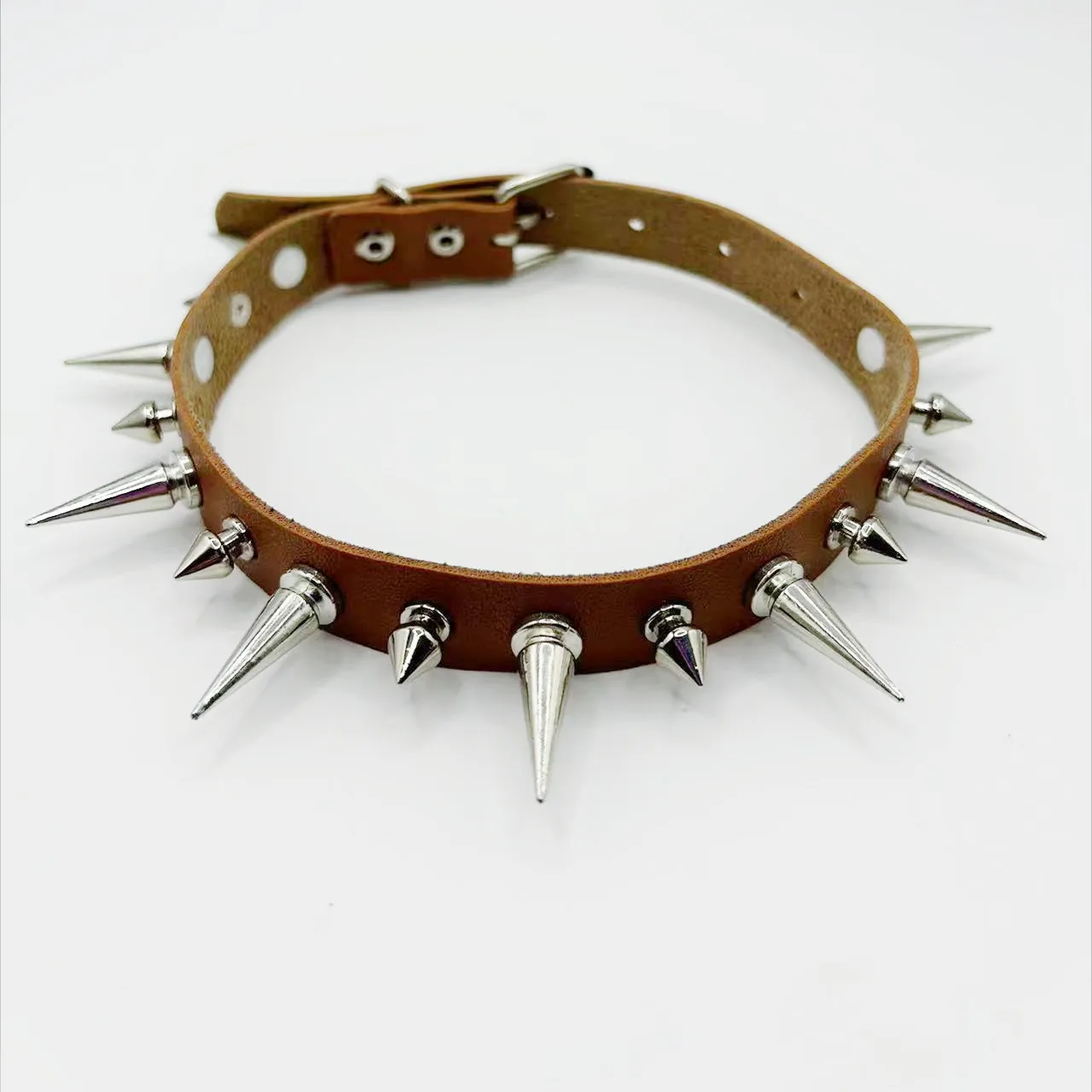 Damen-Gürtel, Punk, Gothic, sexy, schwarz/rosa/weiß/lila, mit Stacheln, aus Kunstleder, Y2K-Halskette, geeignet für Damen, für Partys. – Detail 11