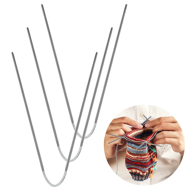 3PCS Circular Knit Needles Cable Knitting Needles Metal Flexible Stainless Steel For Babies Sleeves Socks Sewing Accessories