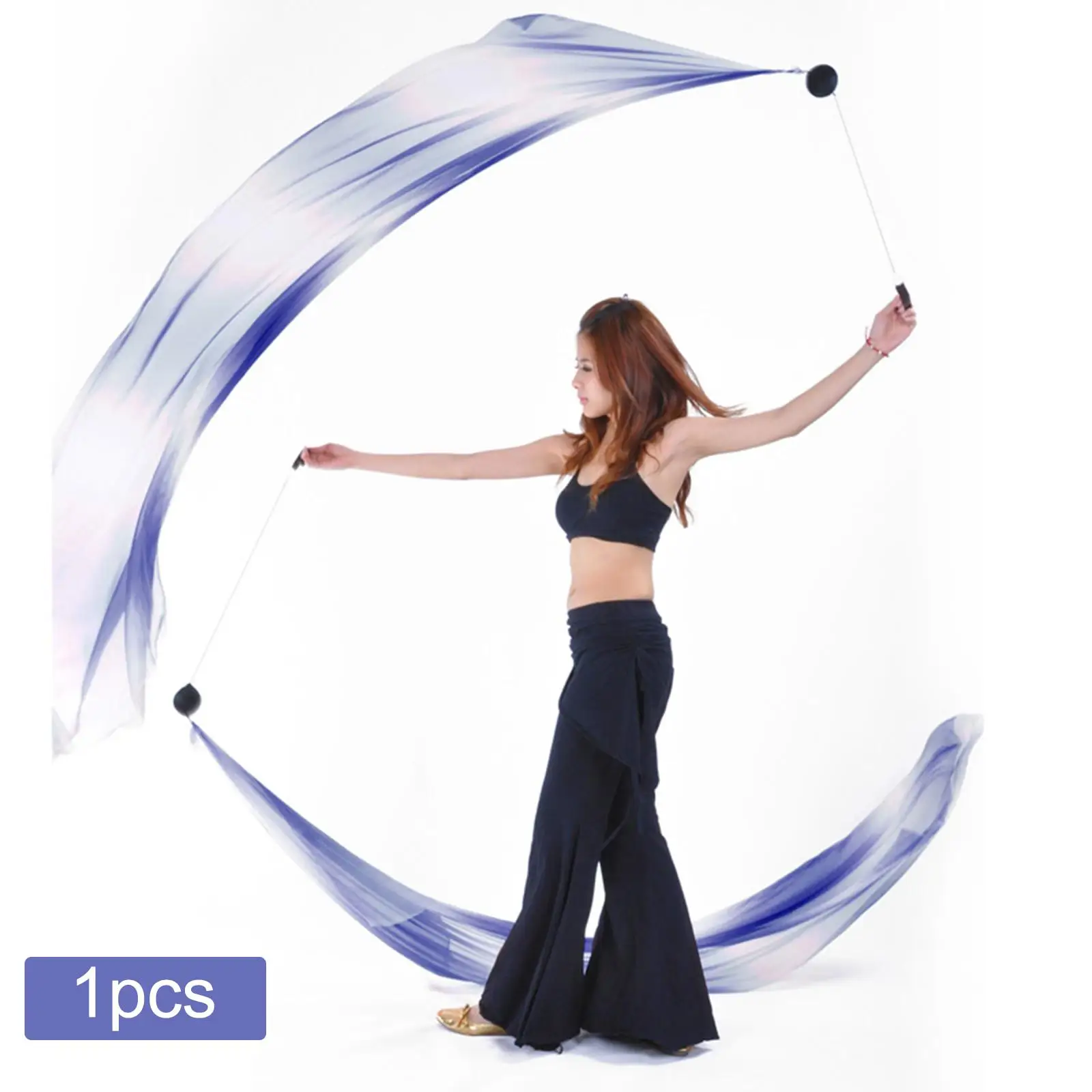 Belly Dance Costume Adjustable Silk Veil Poi Balls Adult Stage Outfit Prop for Halloween Party and Classic Dance Show