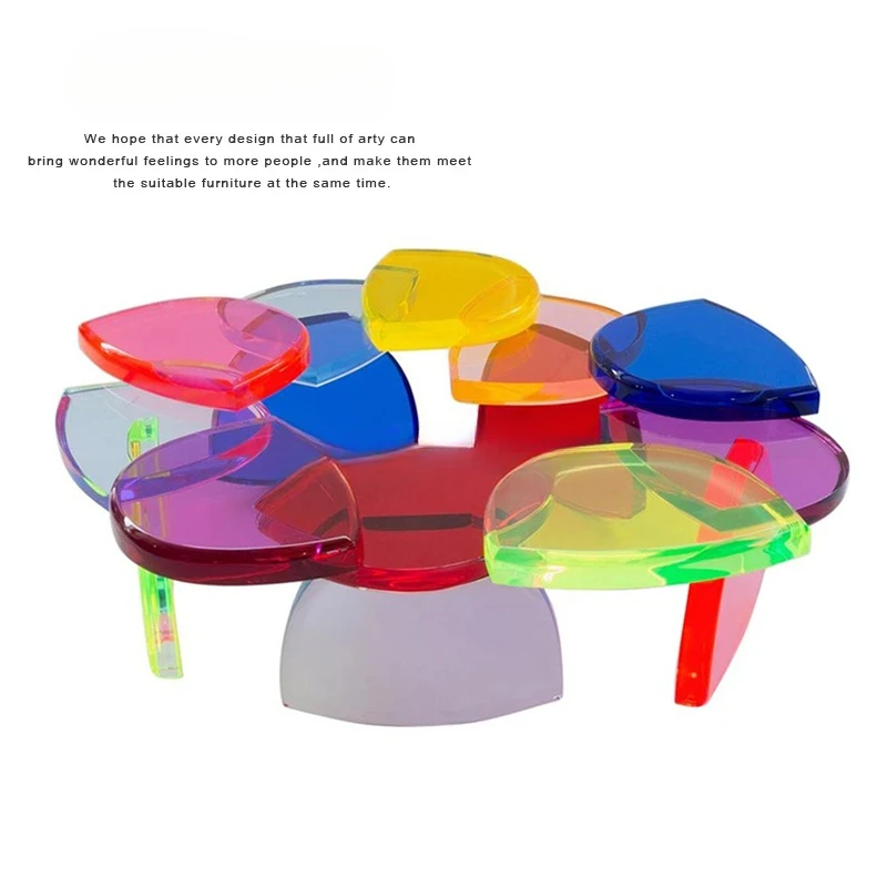 

Современный креативный акриловый красочный круглый художественный журнальный столик