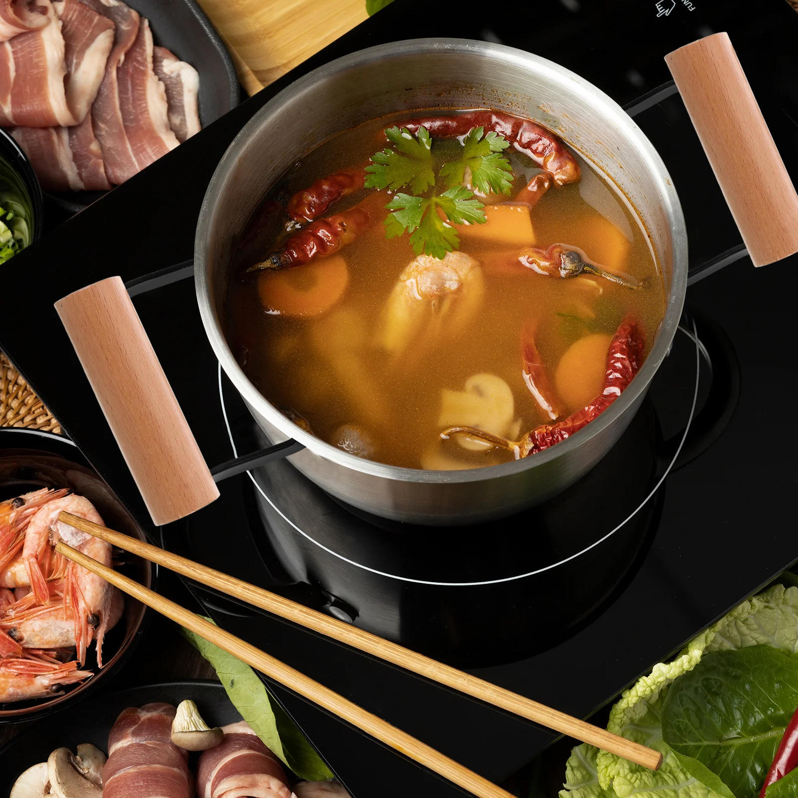 

1 set 1 Set Wooden Double Hole Pot Heat Resistant Replacement For Cookware Universal Side Handle Anti-Scald Grip Kitchen