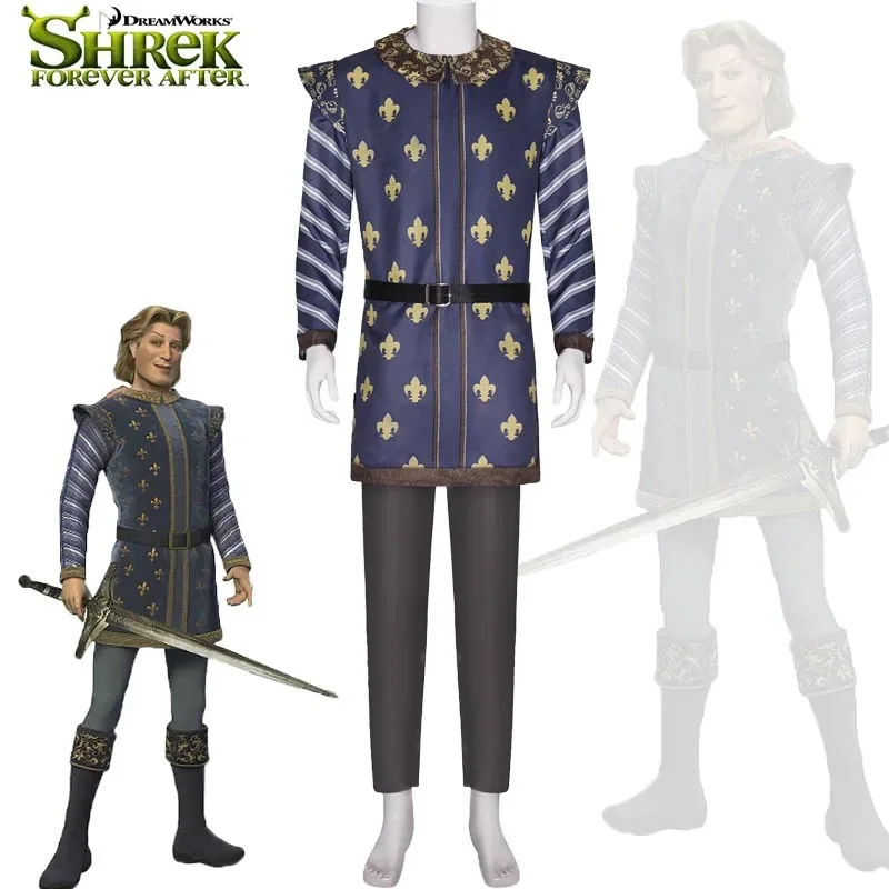 Shrek Cosplay Kostuum Anime Film Monster Prins Uniform Jas Broek Riem Volledige Sets Volwassen Mannen Halloween Carnaval Party Fancy Pak