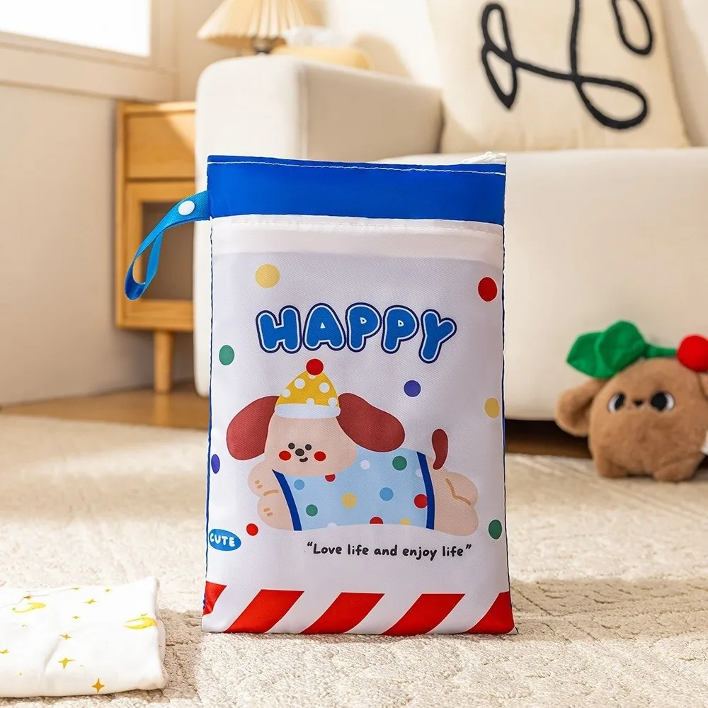 1Pc Cartoon Print Baby Diaper Storage Bag Double Layer Waterproof Nappy Pouch Portable Infant Clothes Pouch