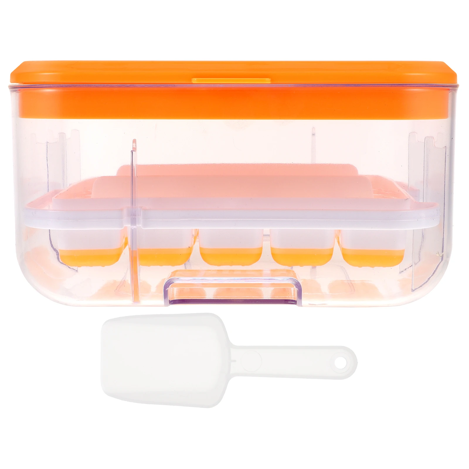 

Ice Cube Tray Mold for Cocktails Refrigerator Containers Yellow Cylinder Reusable Flat Lid Design Easy Storage Freezer Safe
