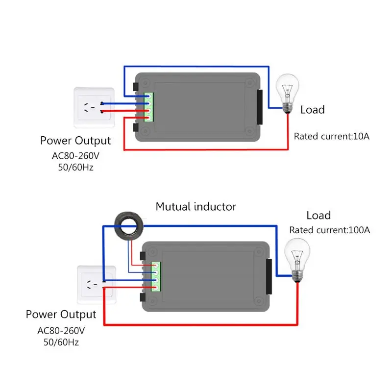 Cyfrowy licznik energii 6 1 80 ~ 260 V 110 V 220 V Napięcie Prąd Współczynnik mocy Moc Hz Energia Łatwy do odczytania