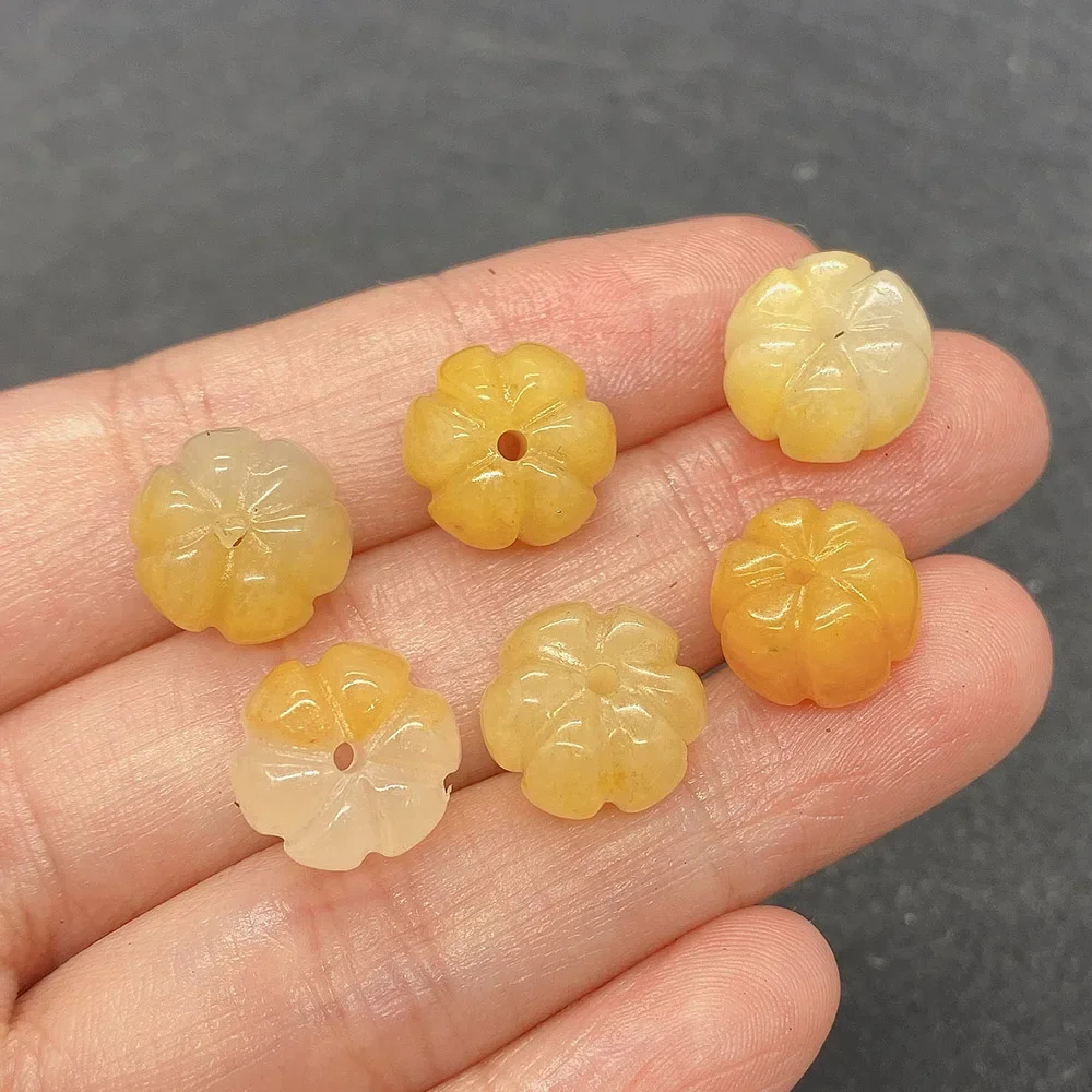 5pcs Natural Stone Red Agate Green Aventurine Pumpkin-shaped Cute Small Bead Suitable for Charm Men DIY Gift Jewelry Loose Beads