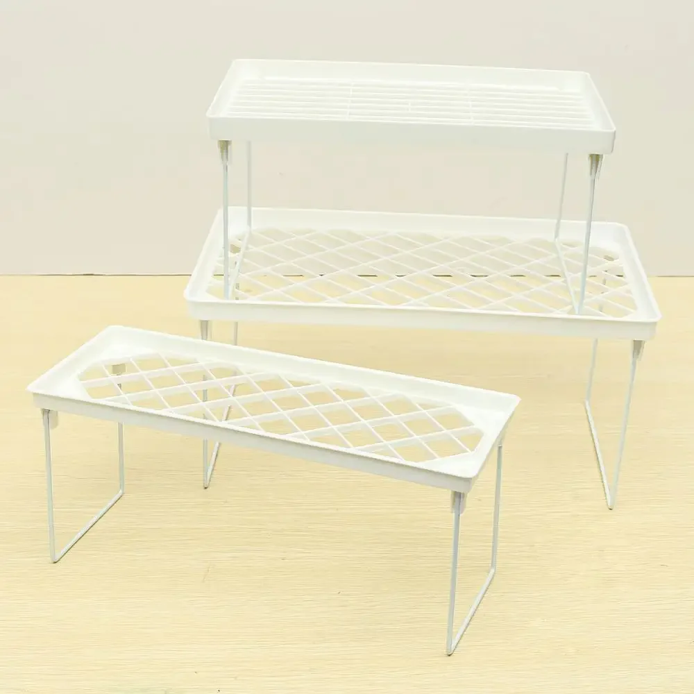 Składane, wielowarstwowe plastikowe półki z zatrzaskami, organizer do przechowywania w kuchni, uniwersalne regały do organizacji domu.