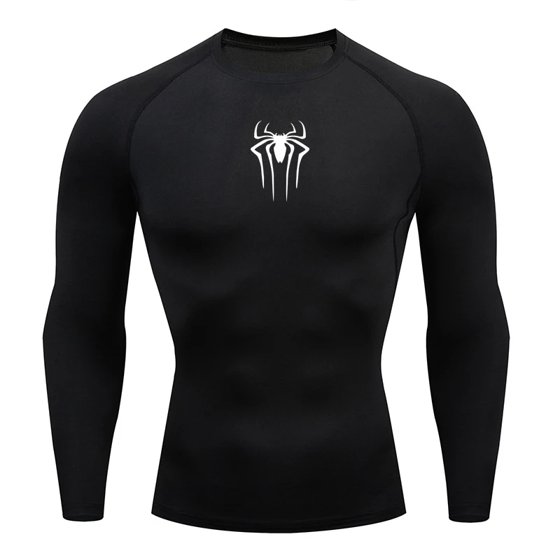 Chemise de compression à manches longues pour hommes, respirant, athlétique, séchage rapide, sport, course à pied, salle de sport, confortable, mode MMA