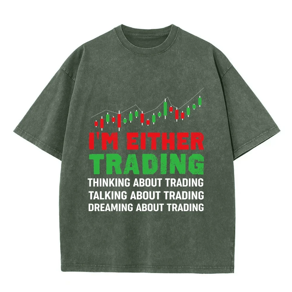 Men's Tops Dreaming About Trading Stock Trader Stocks Market Investing Printing Cartoon Graphic T-Shirts Male Workwear Funny