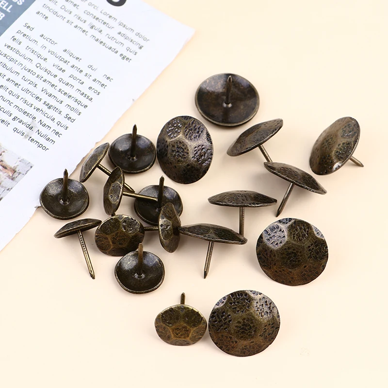 10pcs Furniture Hardware Vintage Style Bronze Turtle Back Decorative Upholstery Nail Jewelry Gift Box Sofa Decorative Tacks Stud