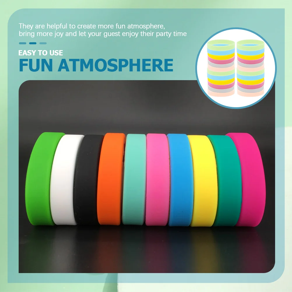 Bracelets en silicone personnalisés phosphorescents pour adultes, bracelets en caoutchouc scintillants, fournitures de fête, faveurs néon