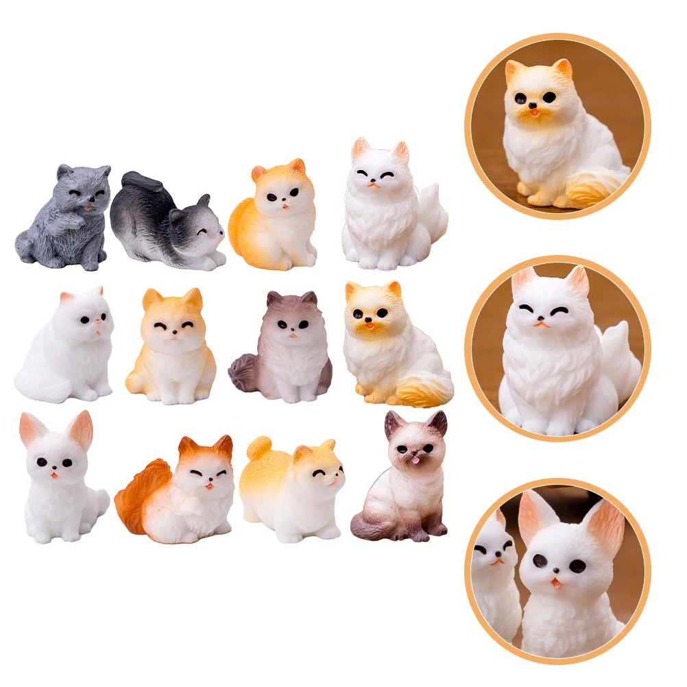 

12pcs Decoration Resin Figurines Tiny Cats Accessories for Garden Pot Charms Small Statues