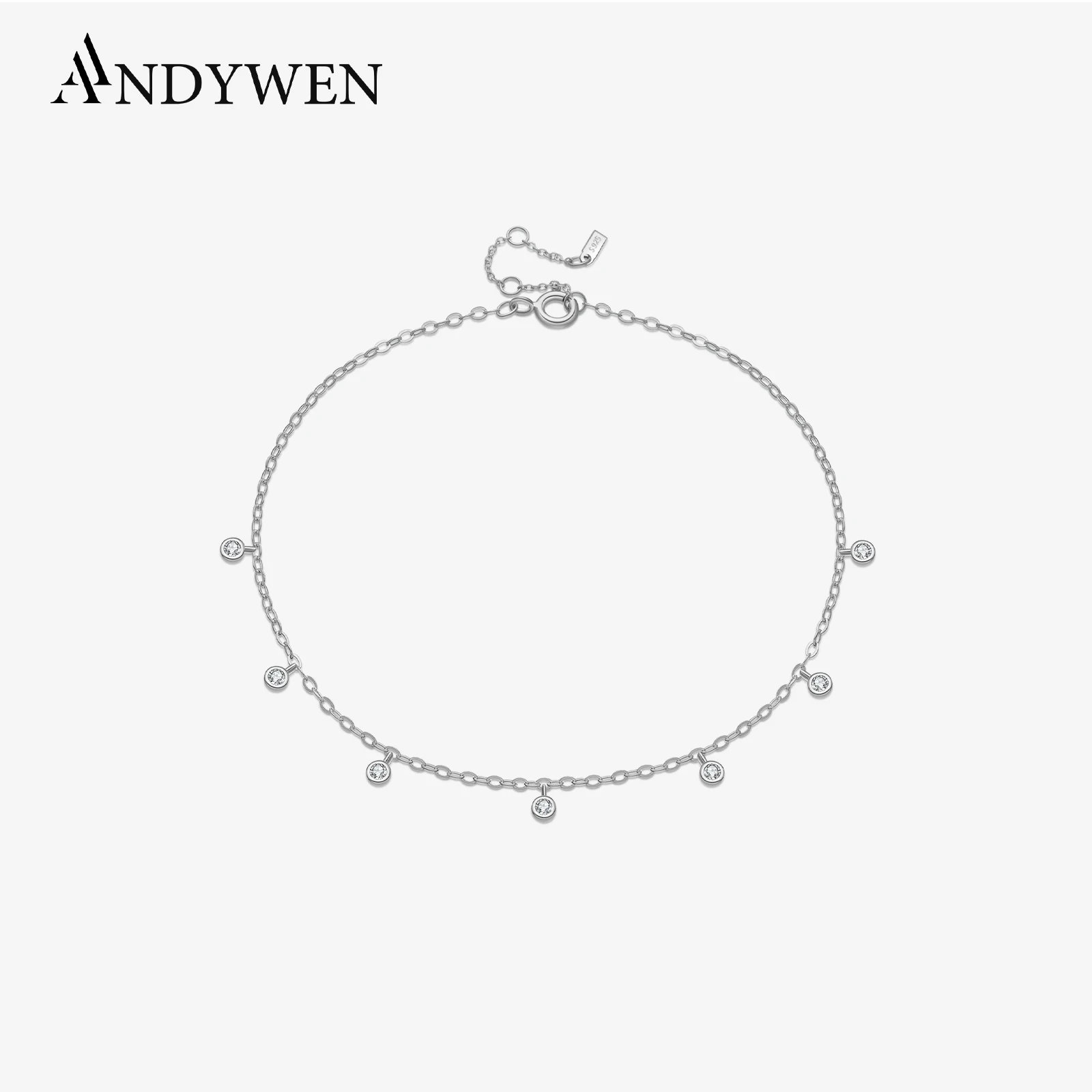 ANDYWEN 925 Sterling Silver Zircon Charm Anklet Foot Chains CZ Gold Slim 2022 Women Party Wedding Jewelry 2022 Jewelry Gift