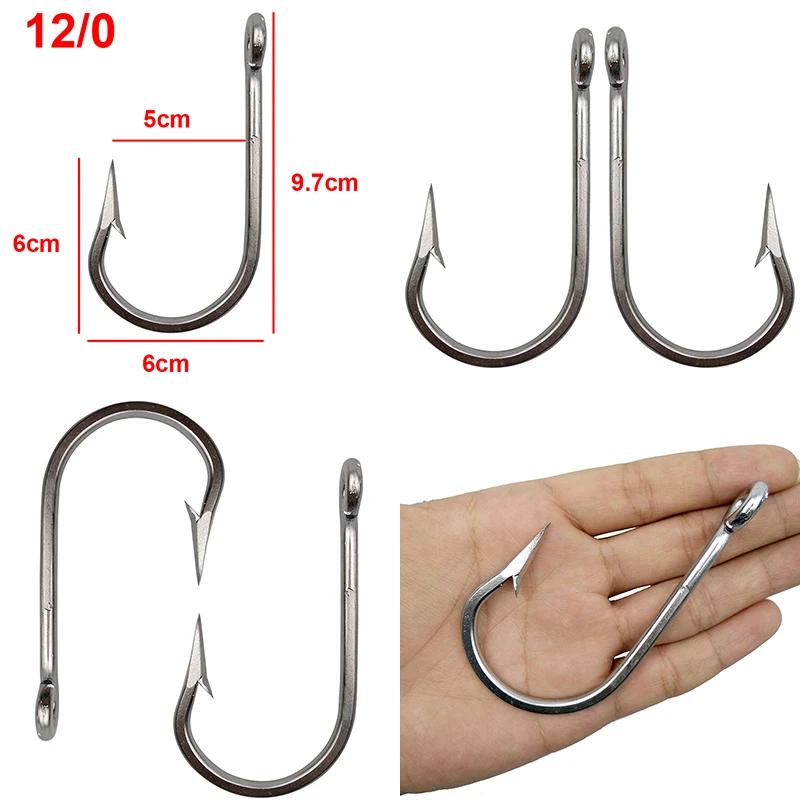 10pcs 7732 Stainless Steel Fishing Hooks Sharp Big Thick Tuna Bait Fishing Hook Size 5/0 6/0 7/0 8/0 9/0 10/0 11/0 12/0