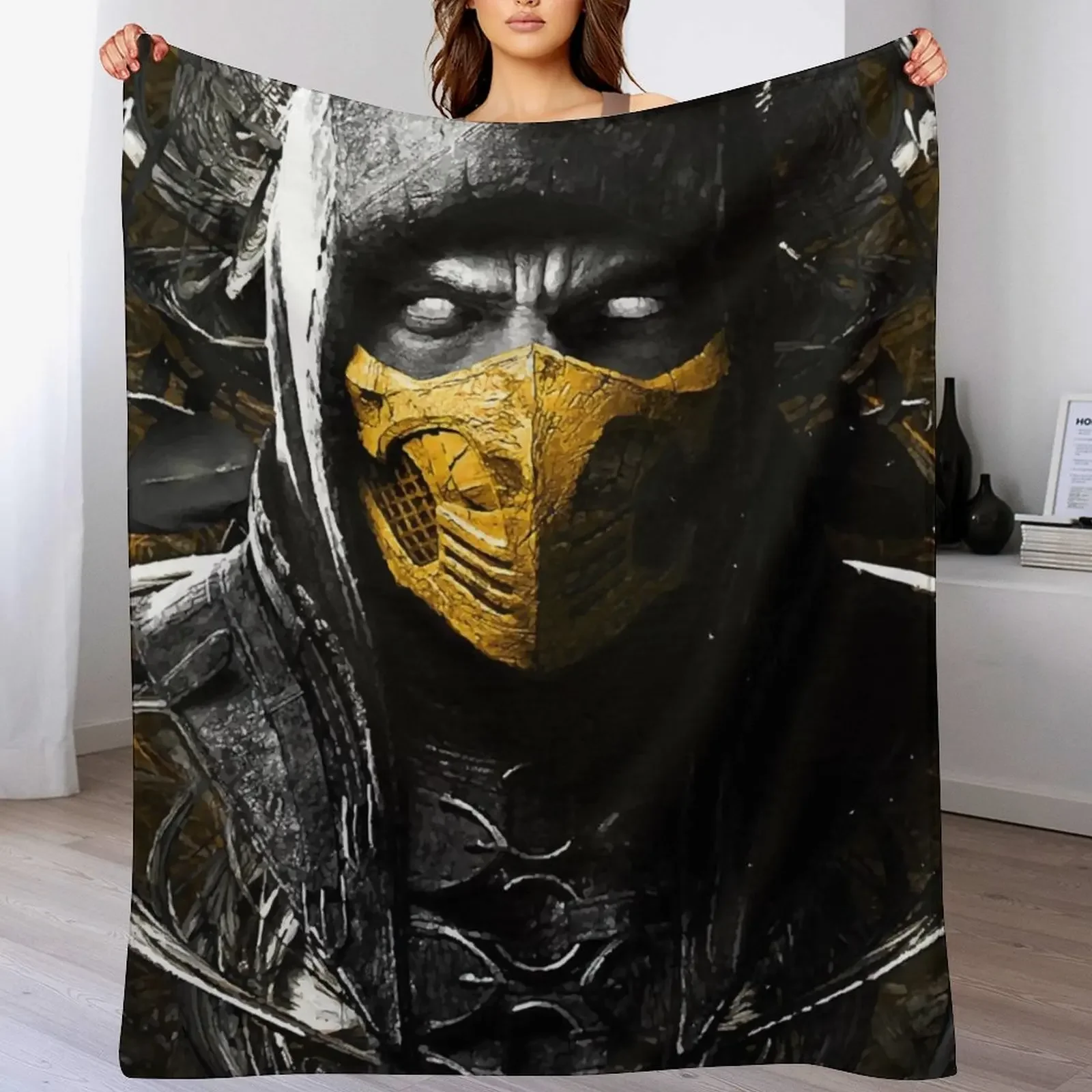 Mortal Kombat X Scorpion Throw Blanket Cozy Microfiber Throw Blanket for Home Bedroom
