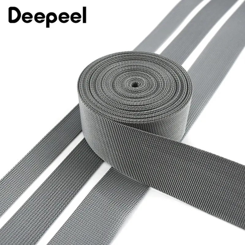 5Meters Gray Nylon Webbing Tape 20/25/32/38mm Backpack Bag Strap Decorative Ribbon Safety Belt Clothes Bands Sewing Accessories