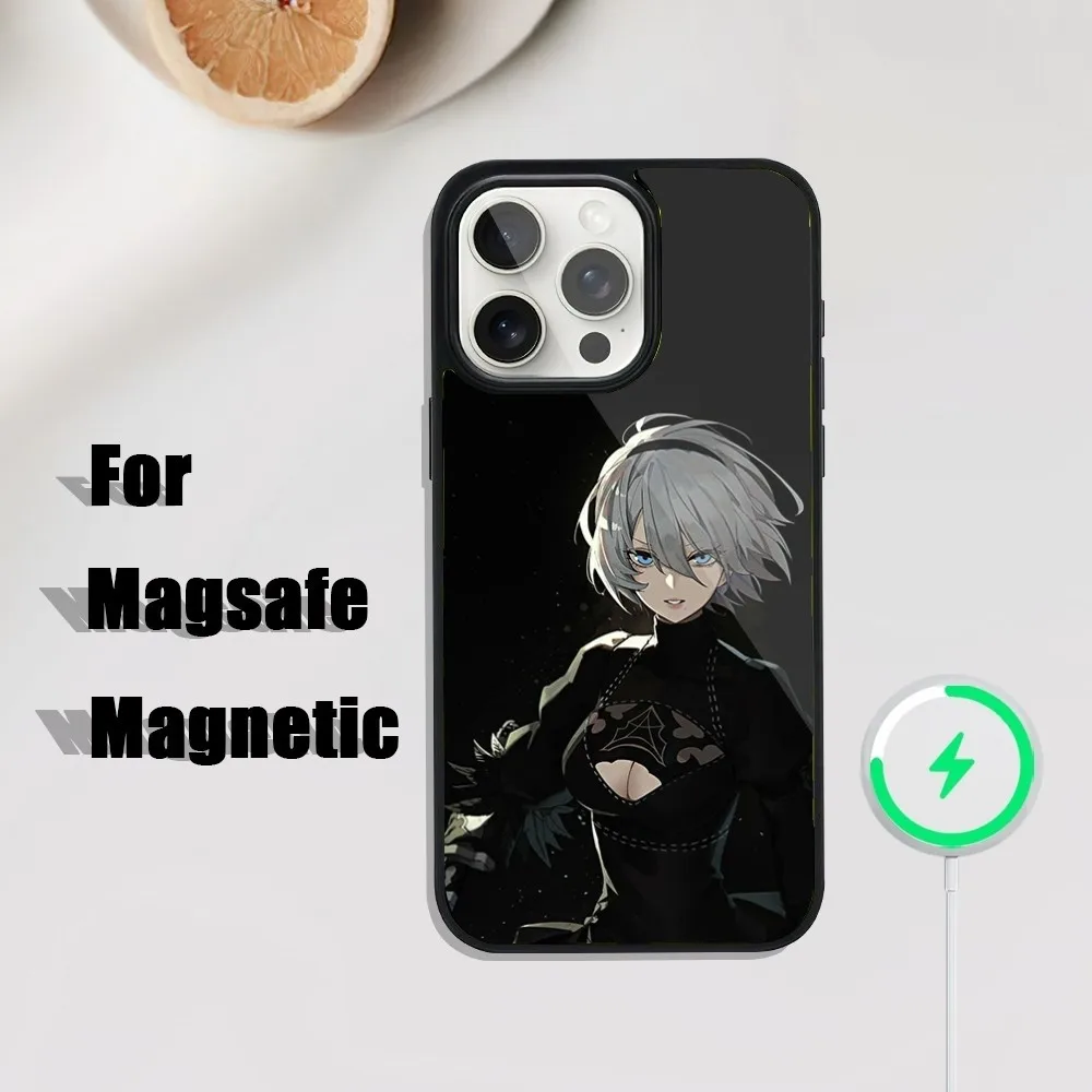 N-NieR A-Automata 2B Phone Case For iPhone 16,15,14,13,12,11,Plus,Pro,Max Mini Magsafe Magnetic Wireless Charging