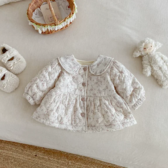 Girls' Autumn Winter Cotton Clothes 2025 Princess Style Cute Double-layer  Autumn and Winter Floral Comfortable Versatile Coat