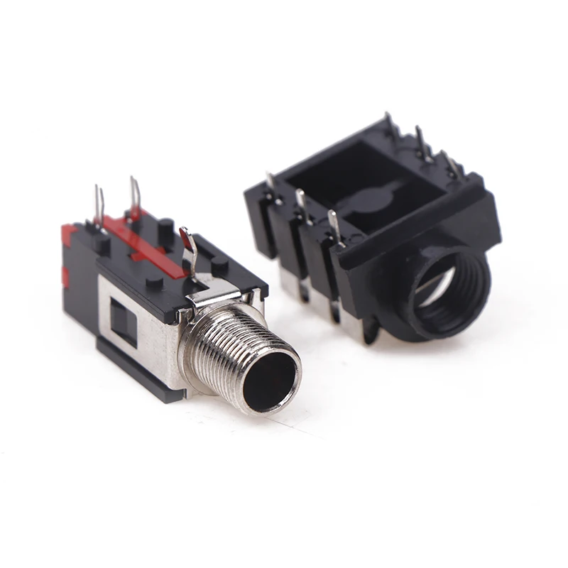 5 قطع مقبس مقبس استريو 6 دبابيس - حامل PCB 1/4 بوصة أنثى I/O لدواسات الجيتار، قناة مزدوجة #1