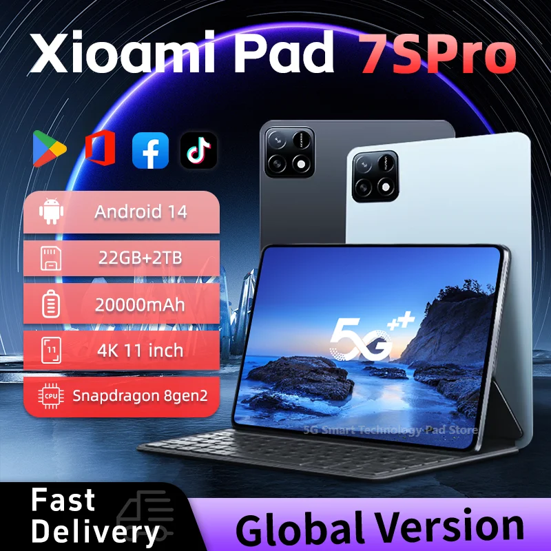 

Original Global Edition 2025 New TabletPC Pad 7S Pro snapdragon 22GB+2TB 5G TabletDual SlM WlFl tablet 8gen2Android 14 HD 4K